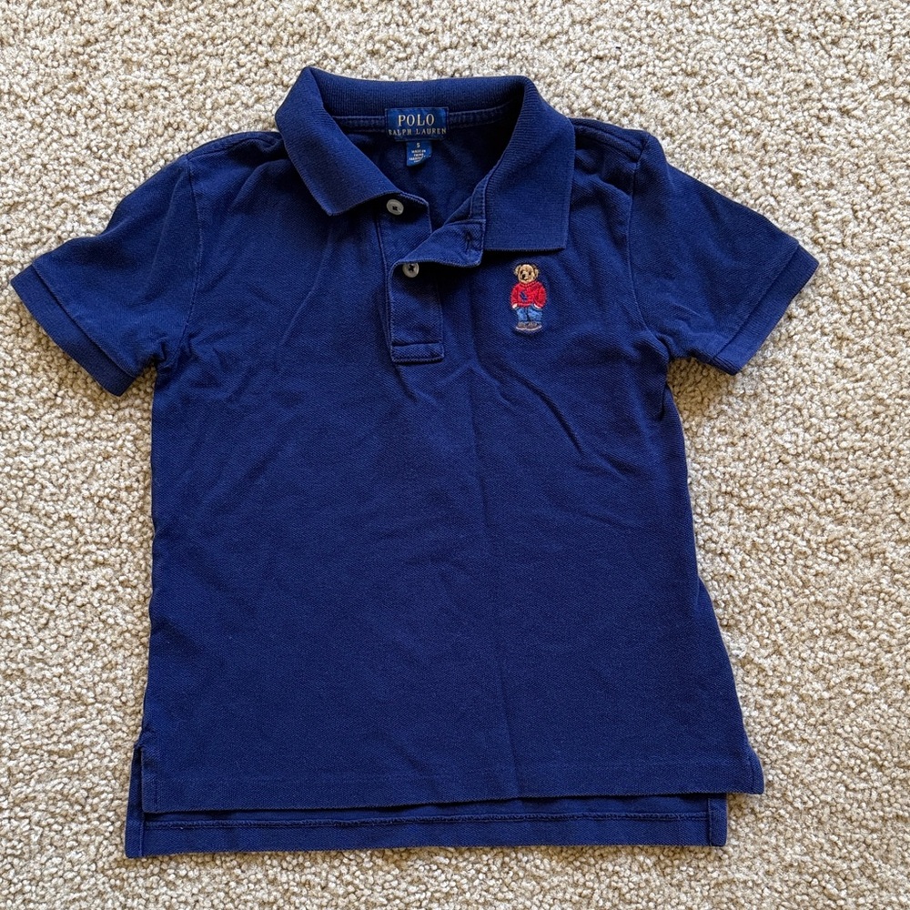Polo by Ralph Lauren Kids Royal Blue Polo Shirt Bear embroidery